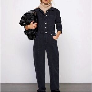 Zara The Dorian Dark Denim Overall Jumpsuit